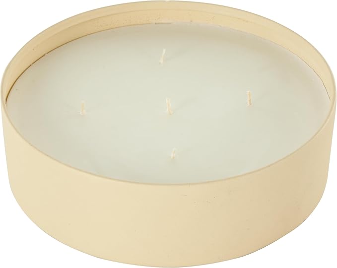 Deco 79 Metal Decorative Candle Juicy Black Cherries Scented Textured 59oz 5 Wick Aromatherapy Candle with White Wax, Wax Aromatherapy Candle 9" x 9" x 3", Beige