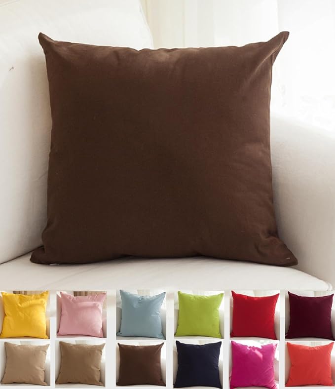 TangDepot Cotton Solid Throw Pillow Covers, 16" x 16" , Deep Coffee, 1 Count (Pack of 1)