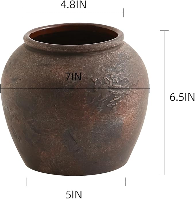 Farmhouse Vase for Home Decor, Vintage Rustic Terracotta Flower Vase Suitable for Home Decor, Living Room, Shelf, Dining Table. ZSHLXM