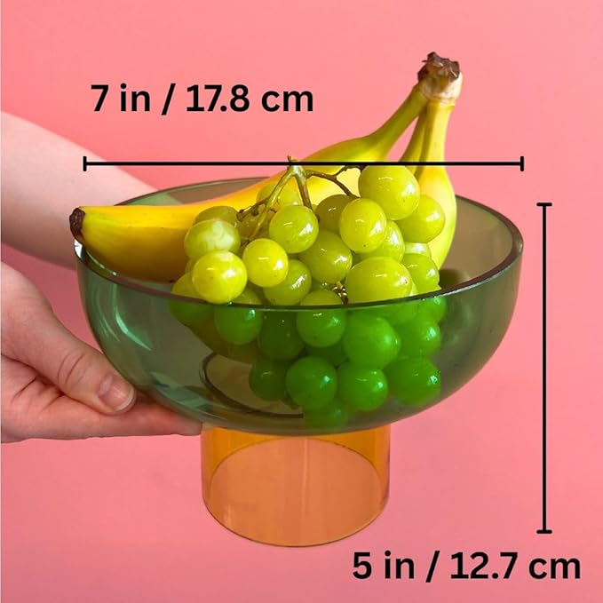 Cloudnola Reversible Decorative Glass Bowl, Green and Yellow, 7" dia x 5", For Entertaining, Fruit Bowl, Centerpiece Bowl, Ideal Gift for Weddings, Birthday, Anniversary or Any Occasion