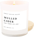 Sweet Water Decor Mulled Cider Soy Candle | Orange | Lemon | Cinnamon | Cranberry | Apple | Cedar | Amber Scented Candle for Home | 11oz White Jar Candle, 50+ Hour Burn Time, Made in The USA
