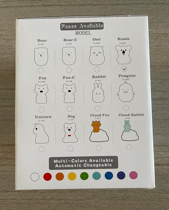 Large Koala Night Lights Kid Bedside Bedroom Light, Nursery Moon lamp, Portable Color Changing Care Lamps - Break Resistant, Eye Caring, Adjustable Brightness & Color and Time Setting - Large