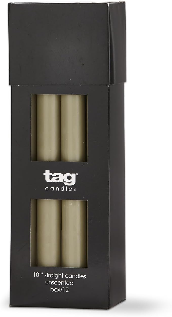 tag Color Studio 10" Straight Taper Unscented Smokeless Paraffin Wax Candle Sage Green Burn Time 10 hrs. Sold in Units of 1 10" Sage Green