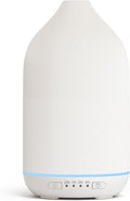 SALKING 200ml Ceramic Essential Oil Diffuser, Stone Diffusers for Essential Oils, Ultrasonic Aromatherapy Diffusers with with 7-Color LED Lights Timers, for Office Bedroom Home (White)