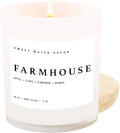 Sweet Water Decor Farmhouse Candle | Autumn, Cinnamon, and Nutmeg, Fall Scented Soy Candles for Home | 11oz White Glass + Wood Lid, 50+ Hour Burn Time, Made in The USA