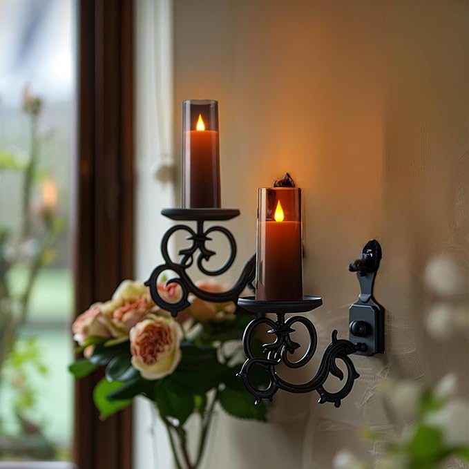 Amagic Grey Flameless Candles 9 Set, Battery Operated Candles with Remote Control and Timer, Flickering LED Pillar Candles for Home Halloween Decor, 3D Wick, Warm Yellow Light, D2.2 xH5 6" 7"