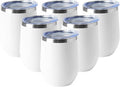 HASLE OUTFITTERS 12oz Wine Tumbler with Lid Stemless Wine Glasses Double Wall Vacuum Travel Mugs stainless steel Coffee Cup for Cold & Hot Drinks Wine Coffee Cocktails Beer 6 Pack White
