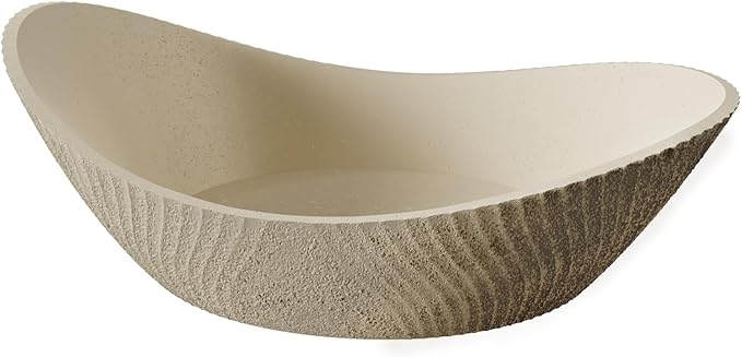 Concrete Fruit Bowl, Large Modern Meteorite Pattern Decorative Bowl for Kitchen Counter, Dining Table & Home Decor,Sturdy Centerpiece for Fruit, Keys, Candy, Unique Handmade Design (Beige, 10.6")
