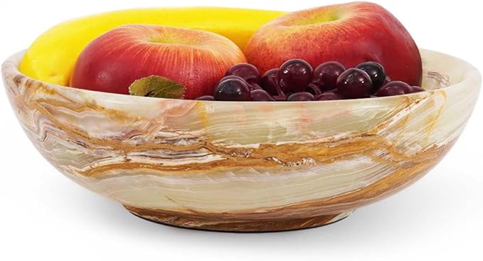 Radicaln Marble Fruit Bowl 10" Inches Green Onyx Handmade Fruit Dish for Kitchen Counter, Decorative Bowl for Dining Table, Coffee Table Centerpiece, Banana Holder, Home Decor Accent & Candy Bowl