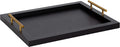 Kate and Laurel Halsey Rectangle Decorative Wooden Tray with Polished Metal Handles, 17 x 13, Black and Gold, Modern Glam Wood Rectangular Serving Tray for Display or Decoration