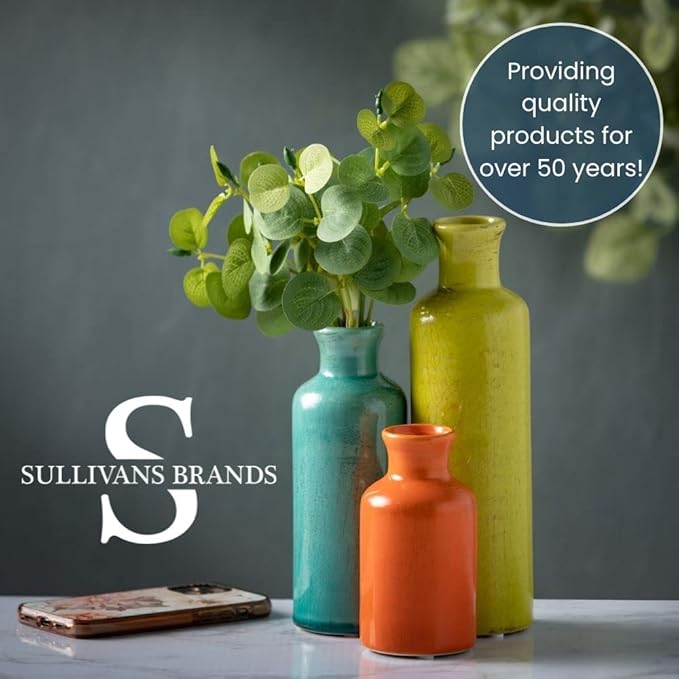 Sullivans Vase Set, Farmhouse Decor, Vases for Your Kitchen, Bedroom, Office, Living Room Bathroom, Mantle & Shelf Home Decor, Centerpiece Table Decorations (CM2334)