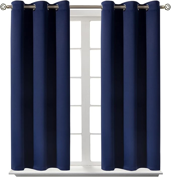 BGment Blackout Curtains for Bedroom - Grommet Thermal Insulated Room Darkening Curtains for Living Room, Set of 2 Panels (38 x 54 Inch, Navy Blue)