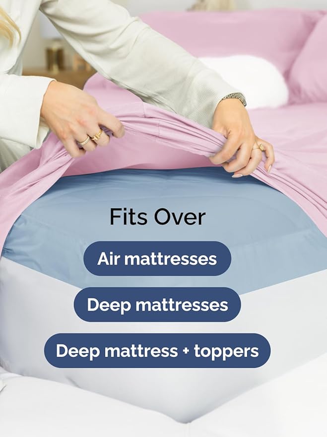 Extra Deep Twin XL Sheet Set - 4 Piece Breathable and Cooling Sheets - Hotel Luxury Bed Sheets Set - Easy Fit - Soft, Wrinkle Free and Comfy Sheets Set - Light Pink Sheet Set with Extra Deep Pockets