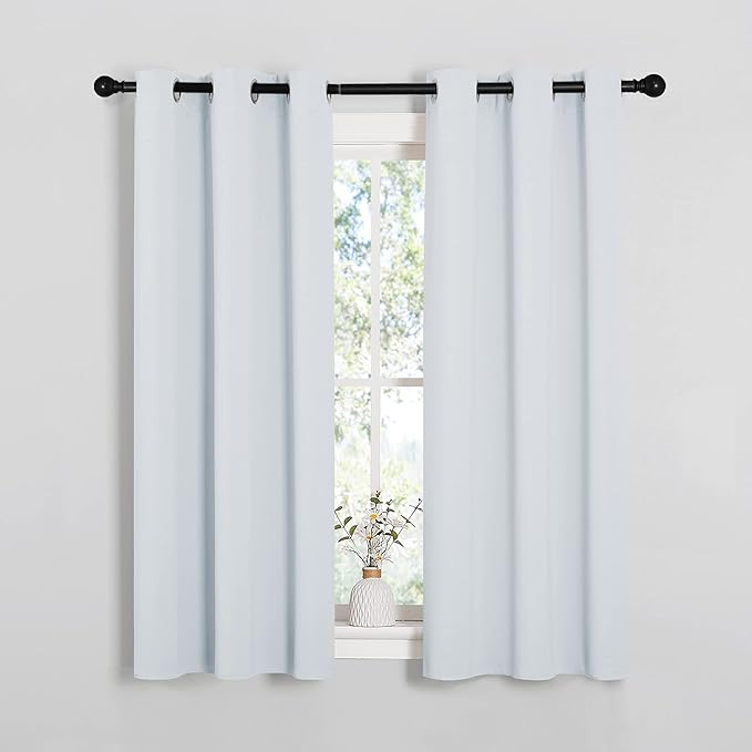 NICETOWN Room Darkening Curtain Panels for Bedroom, Easy-Care Solid Thermal Insulated Grommet Room Darkening Draperies/Drapes (Greyish White, 2 Panels, 34 by 54)