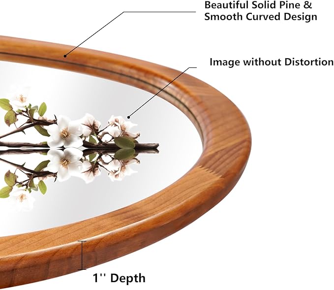 WallBeyond Asymmetrical Mirror, Irregular Wall Mirror for Bathroom, Wall Mirrors Decorative for Bedroom Living Room Entryway Hall, Wood Framed Walnut Mirror 23" H x 19" W