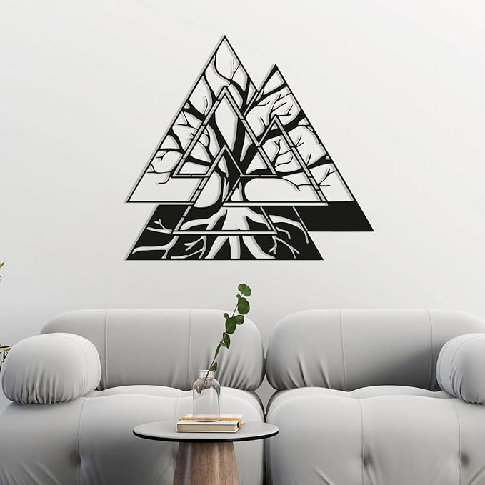 Metal Viking Wall Decor, Tree of Life Metal Wall Art, Norse Viking Decor, Norse Pagan Decor, Pagan Wall Decor, Tree of Life Wall Sculpture, Scandinavian Home Decor, Godly Home Decor (White, 24"x14"|60x60cm)