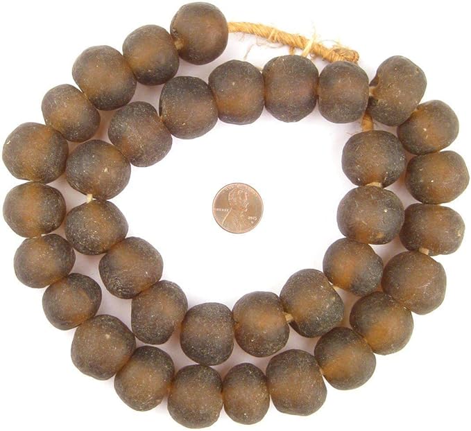 Jumbo Recycled Glass Beads, 21–25mm – African Sea Glass for Wall Hangings, Coffee Table Decor, Shelf Styling, and Home Accents – (Mocha) – The Bead Chest