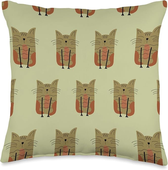 Cute Scandinavian Animals Designs Scandinavian Cat Boho Pattern Throw Pillow, 16x16, Multicolor