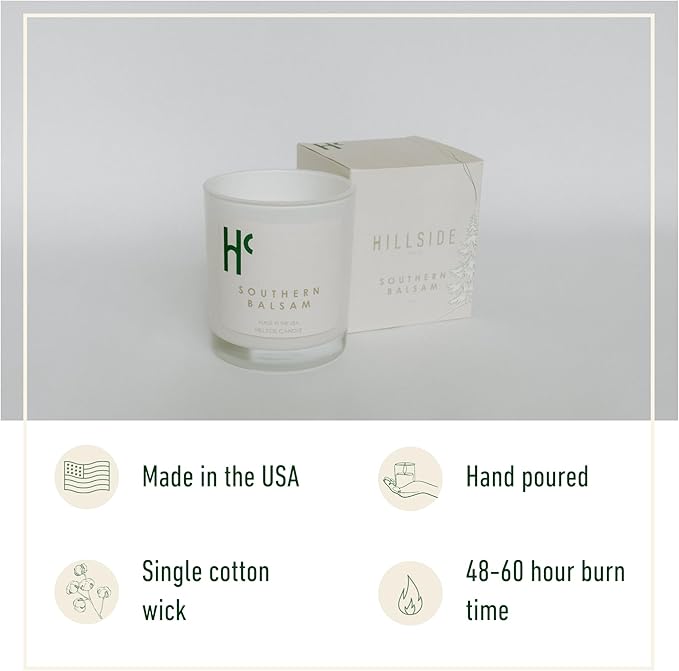 Southern Balsam Single Wick Soy Candles, Luxury Scented Candles for Home - Up to 60 Hour Burn Time, Cruelty-Free Soy Wax Blend - Cedarwood Fragrance, Notes of Eucalyptus & Amber (9 oz)