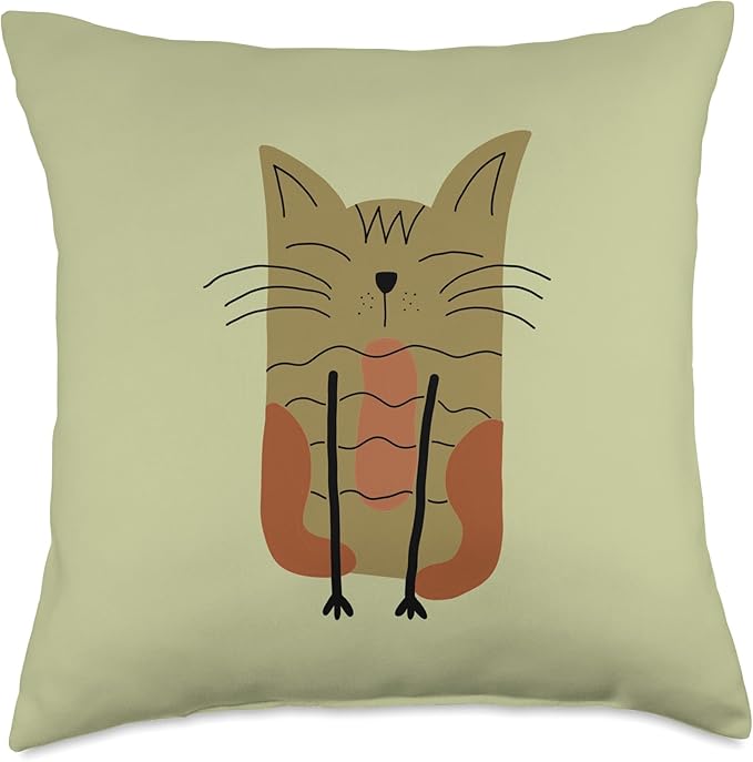 Cute Scandinavian Animals Designs Mom Scandinavian Lover Boho Cats Throw Pillow, 18x18, Multicolor