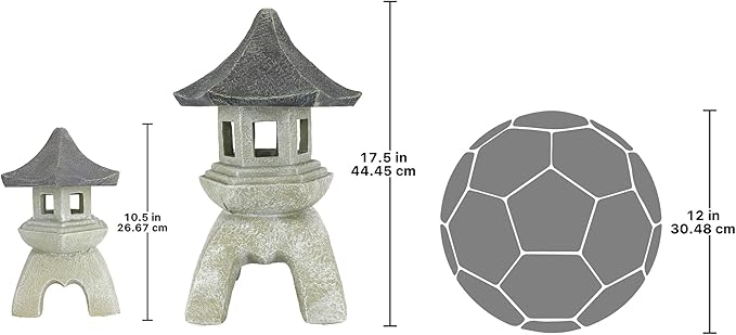 Design toscano ng999870 asian decor pagoda lantern outdoor statue, medium & large, two tone stone finish