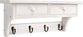 Emfogo Coat Hooks Wall Mounted, Rustic Wood Coat Rack Wall Mount Shelf with Hooks, Farmhouse Wall Coat Rack with Shelf & Coat Hook for Entryway, Mudroom, Bedroom, Kitchen, Bathroom (White)