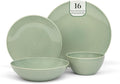 Larder & Vine Ceramic Stoneware Dinnerware 16-Piece Set, 4 Place Settings (Sage)