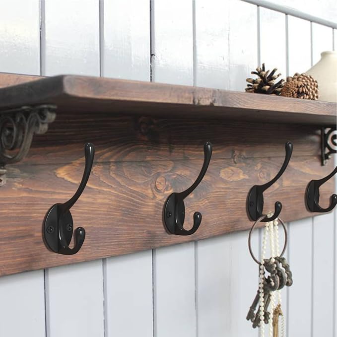 10PCS Wall Hooks, Coat Hooks, Hooks for Hanging Heavy Duty, Wall Hooks for Hanging, Hook Wall Mount, Closet Hooks with 20 Screws for Towel, Robe, Coats, Scarf, Bag, Cap