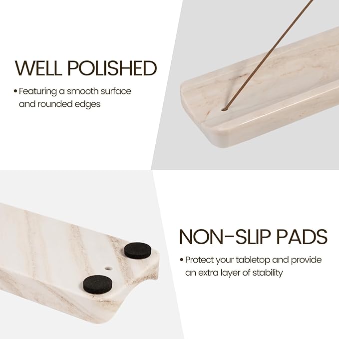 Koville Marble Incense Holder, Incense Holder for Sticks, Incense Sticks Holder Ash Catcher for Meditation Yoga SPA, Natural Stone Incense Burner, Home Table Decor