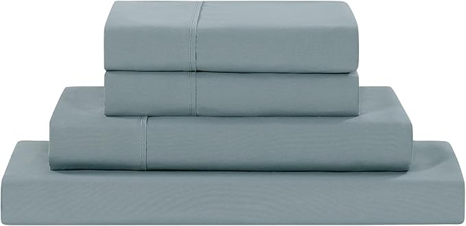 Modern Threads Soft Microfiber Solid Sheets - Luxurious Microfiber Bed Sheets - Includes Flat Sheet, Fitted Sheet with Deep Pockets, & Pillowcases Ocean Queen