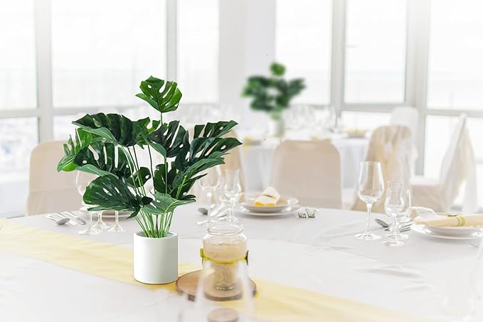 RECUTMS Artificial Palm Tree Leave Plants Faux Large Tropical Monstera Turtle Leaf Indoor Outdoor UV Resistant Fake Plant Greenery Hawaiian Luau Jungle Beach Party Home Garden Spring Summer Decoration