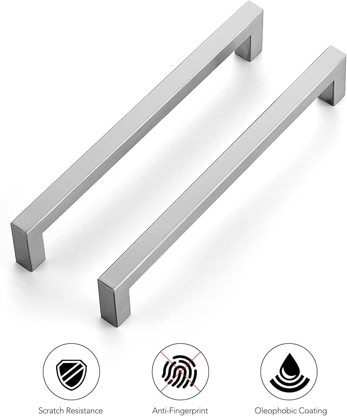 Ravinte 5 Pack 7-1/2 Inch Square Cabinet Handles - Satin Nickel Pulls, Brushed Nickel Drawer Pulls, Kitchen Hardware for Cabinets and Cupboards