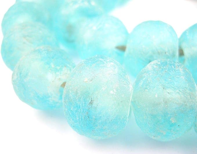 Jumbo Recycled Glass Beads, 21–25mm – African Sea Glass for Wall Hangings, Coffee Table Decor, Shelf Styling, and Home Accents – (Clear Marine) – The Bead Chest