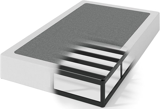Twin Box Spring, 7 Inch Twin Box Spring Only, 3000 lbs Heavy Duty Metal Frame Mattress Foundation with Fabric Cover, Easy Assembly-Noise Free