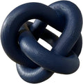 Wood Knot Chain Link Decor - 3 Link Boho Wooden Hand Carved Decorative Wooden Links Knots for Coffee Table Entryway Modern Farmhouse Shelf Decoration (Navy Blue)