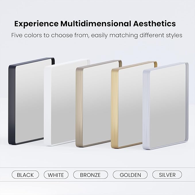 Bronze Bathroom Mirror 50x30 Inch, Brushed Bronze Metal Frame Mirror for Wall, Rounded Rectangle Bathroom Vanity Mirror with Tempered Glass, Anti-Rust, Horizontal/Vertical