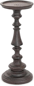 Sungmor Rustic Cast Iron Pillar Candle Holder, 9.6" Tall Vintage Candlestick Holders, Table Centerpiece Metal Candle Holder, Farmhouse Candle Stand for Fireplace Shelf Home Decor