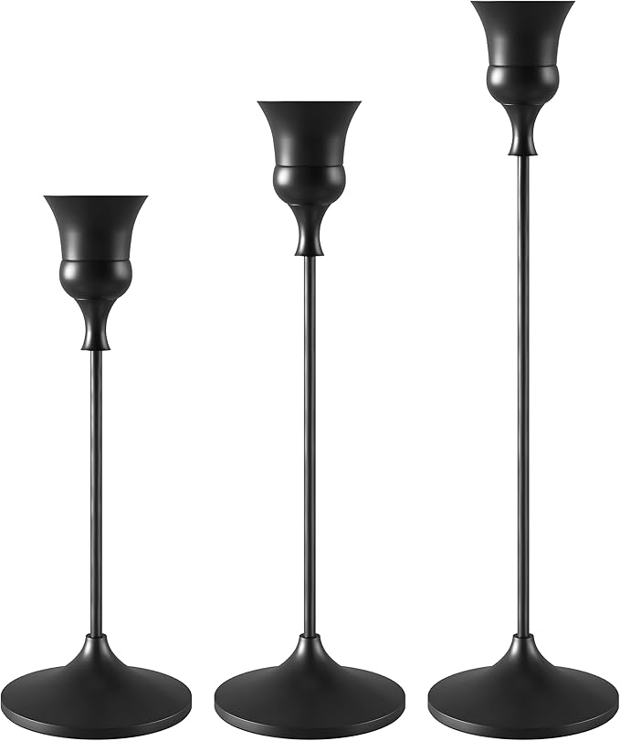 Candlestick Holders Black, 3 Packs Taper Candle Holder for Candlesticks, Candle Sticks Holder Decor for Home Decor