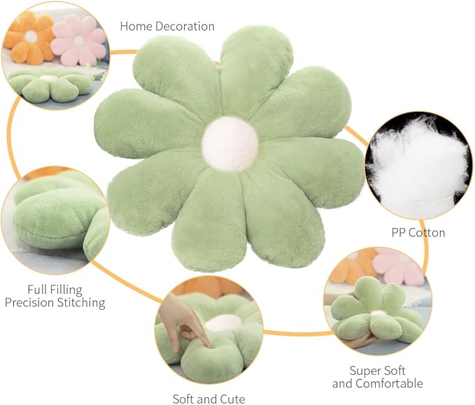 Flower Pillow, 25.5inch Brown Throw Pillows, Brown Decorative Throw Pillows, Flower Throw Pillow, Flower Floor Pillow Fall Throw Pillow Floor Cushions for Reading and Room Dector