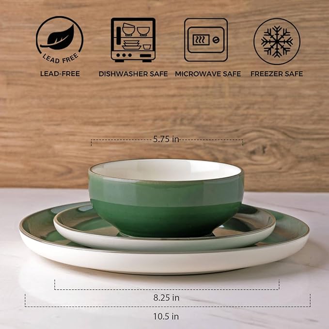 GBHOME Ceramic Dinnerware Sets with Pasta Bowl, 16 pcs Stoneware Dinnerware Set, Plates and Bowls Sets, Dishwasher & Microwave Safe, Dishes Set | Service for 4
