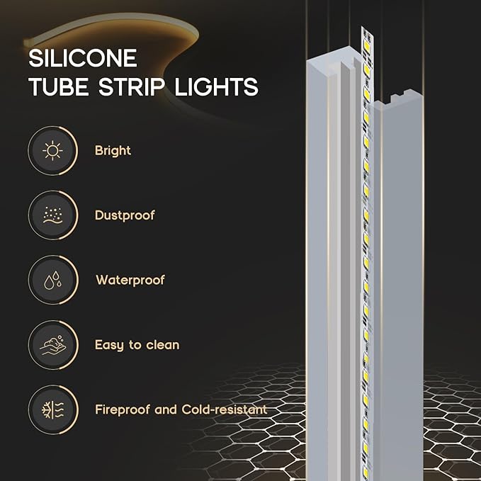 LED Strip Lights Warm White 3000K,65.6ft 110-120V Neon Rope Lights,Flexible Silicone Outdoor Waterproof Neon Strip Lights for Bedroom,Mirror,Kitchen Cabinet, Living Room,Halloween Decor