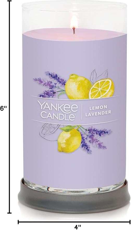 Yankee Candle Medium Pillar Scented Candle with up to 115 Hour Burn Time, Premium Plant Wax Blend for Consistent Burn, 14.25 oz Pillar Candle with Room Filling Fragrance, Lemon Lavender
