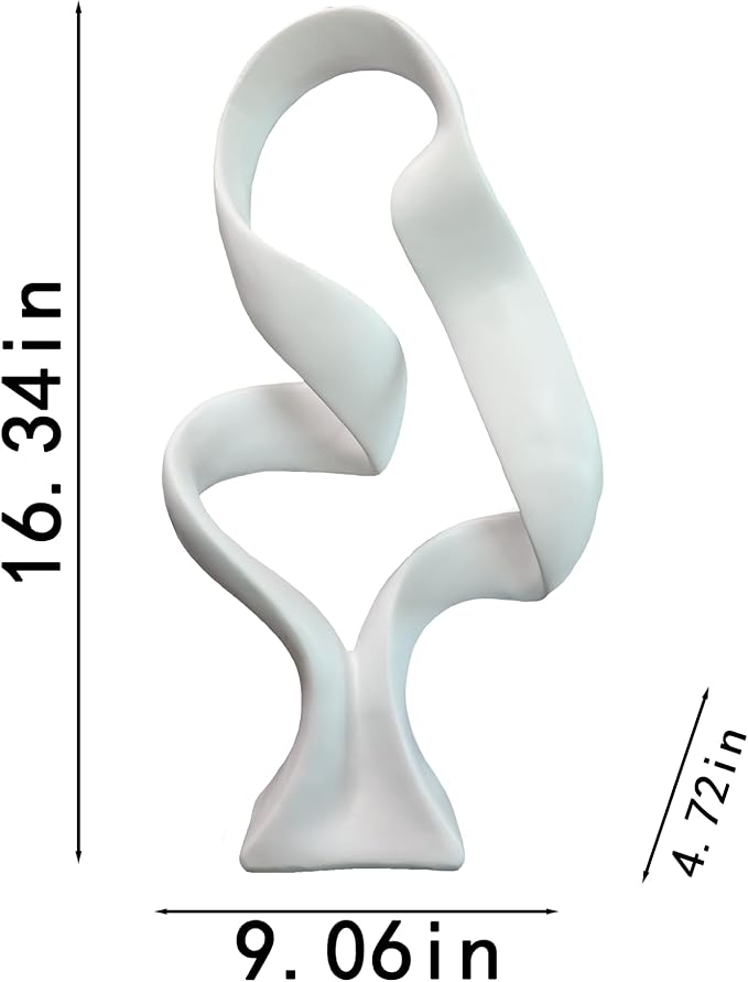 15" Modern Abstract Ribbon Decorative Sculpture, Knot Sculptures,Home Decor,Coffee Table Statues,Dining Living Room Desk Decor（White）