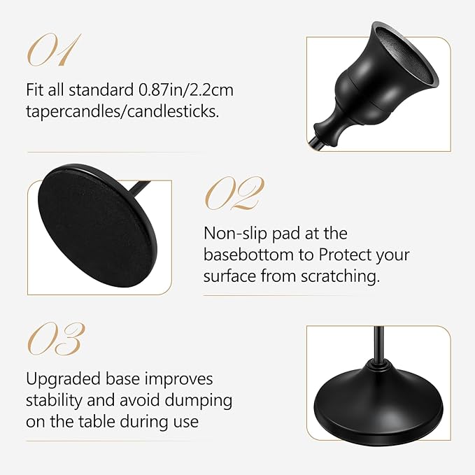 Candlestick Holders 6 PCS Metal Taper Candle Holders, KSWING Black Candle Stick Holders Set, Perfect for Table Centerpiece Mantel Party Wedding Christmas Home Decor, Set of 6