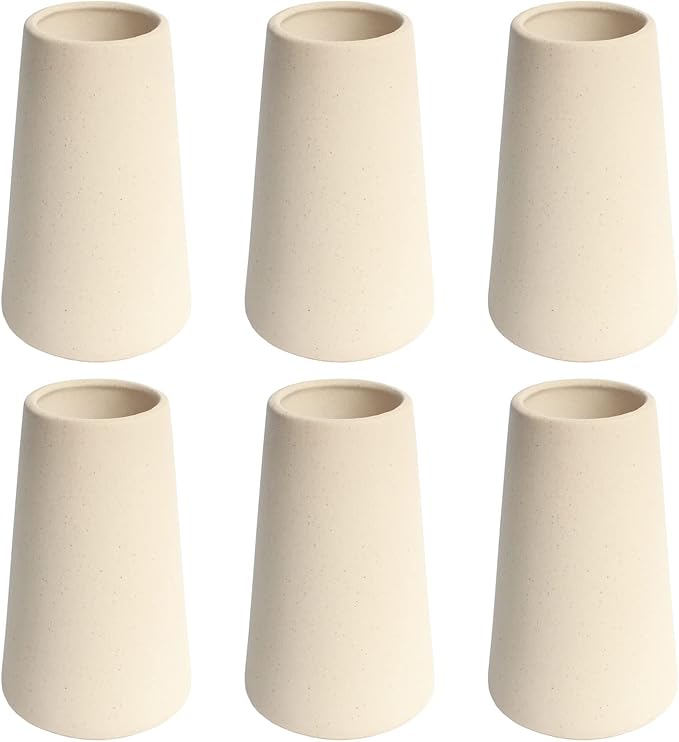 YANLING 6 Pack Light Yellow Vase for Flowers, 6 inch Modern Ceramic Vases for Pampas Grass Simple Shelf Vase Decor, Boho Vases for Home Decor, Vases for Wedding Dinner Table Party Office