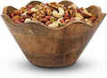 Mela Artisans Small Scalloped Decorative Wooden Bowl | 8 Inch Mango Wood Fruit & Serving Bowl | Natural Grain Finish | Perfect for Snacks | Desserts | Bread | Kitchen Counter | Handcrafted Decor