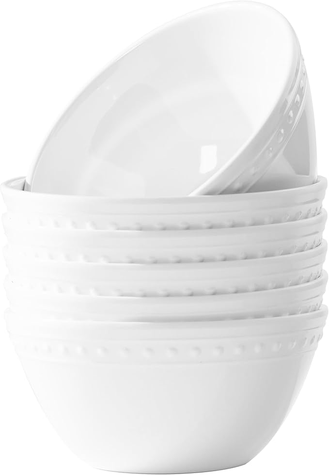 Melamine Bowl Set, Basic White Soup Bowls Set, 6 inch, 24oz All purpose/Soup/Salad Bowls Set of 6, Unbreakable Durable, Dishwasher Safe, BPA Free - Perfect for Soups, Salads & Entertaining