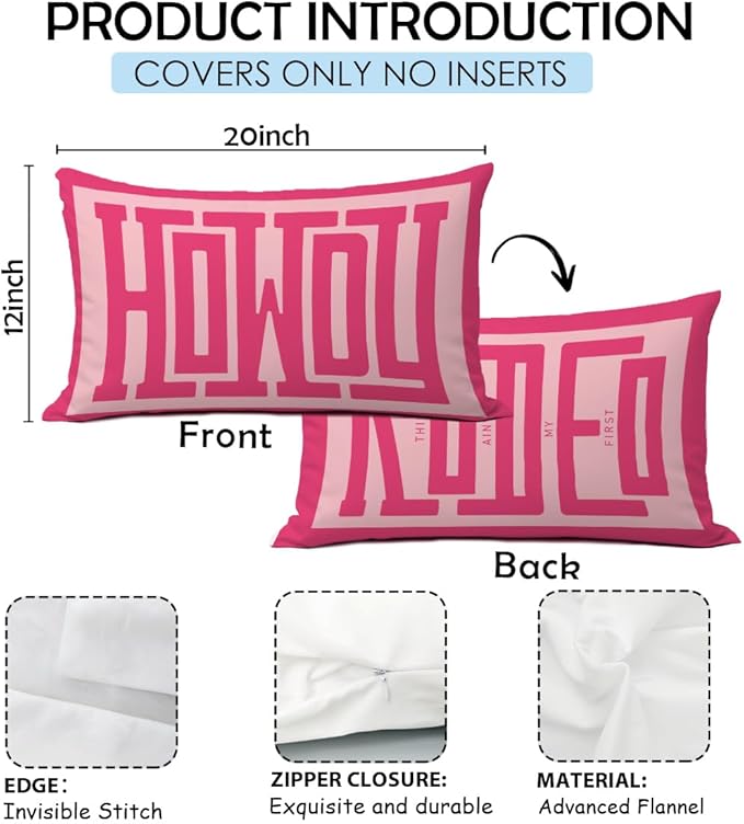 Howdy Pillow Cover 12x20, Western Southwestern Throw Pillows Cover for Cowgirl Cowboy Room Bedroom College Dorm Decor, Western Decor for Home （Colorful-1）
