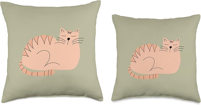 Cute Scandinavian Animals Designs Scandinavian Mom Boho Cat Throw Pillow, 16x16, Multicolor