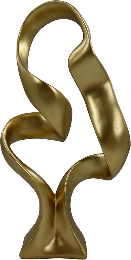 15" Modern Abstract Ribbon Decorative Sculpture, Knot Sculptures,Home Decor,Coffee Table Statues,Dining Living Room Desk Decor,Golden
